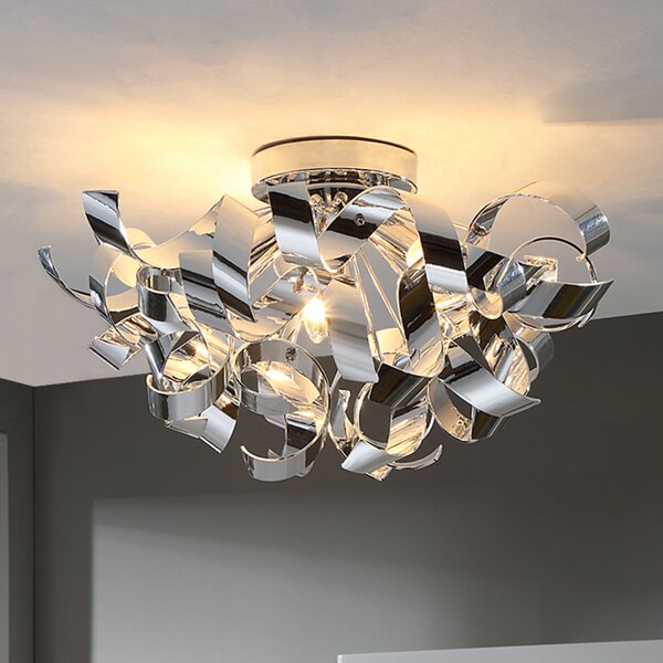 Lindby Φωτιστικό οροφής Elviro, Ø 50 cm, χρώμιο, μέταλλο, ρυθμιζόμενος, Μεταλλικό, Σαλόνι / τραπεζαρία, Πλαστικό, σύγχρονο, Οροφή πολλαπλής φλόγας
