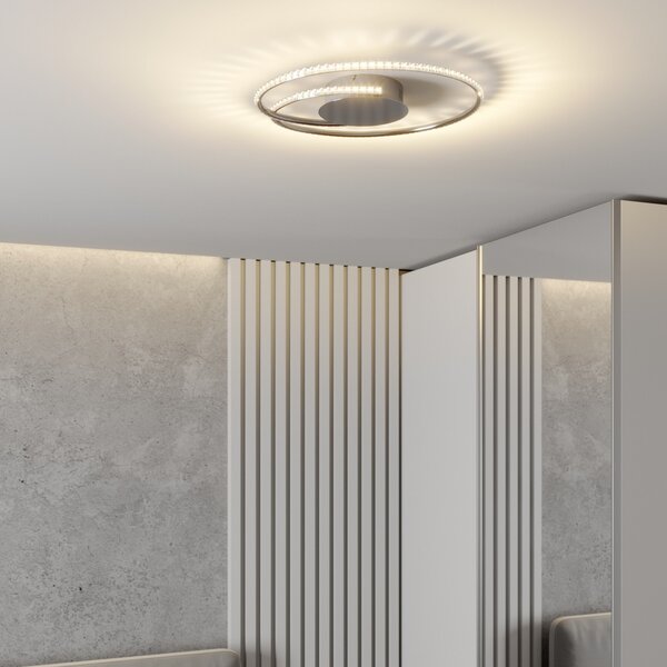 Lindby LED φωτιστικό οροφής Joline, Ø 45 cm, κρύσταλλα, μέταλλο, Μεταλλικό, Σαλόνι / τραπεζαρία, Μέταλλο, σύγχρονο