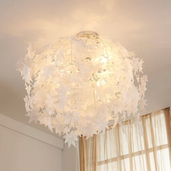 Lindby Φωτιστικό οροφής Maple, Ø 70 cm, χρώμιο, λευκό, ύφασμα, ρυθμιζόμενος, Λευκό, Σαλόνι / τραπεζαρία, Πλαστικό, σύγχρονο