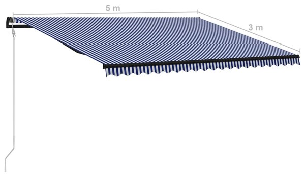 VidaXL Τέντα Συρόμενη Αυτόματη Μπλε / Λευκό 500 x 300 εκ