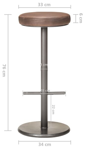 VidaXL Σκαμπό Μπαρ 2 τεμ. Αντικέ Καφέ από Γνήσιο Δέρμα