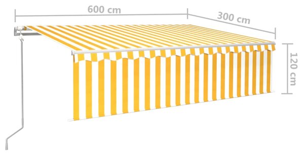 VidaXL Τέντα Συρόμενη Αυτόματη με Σκίαστρο Κίτρινο / Λευκό 6 x 3 μ