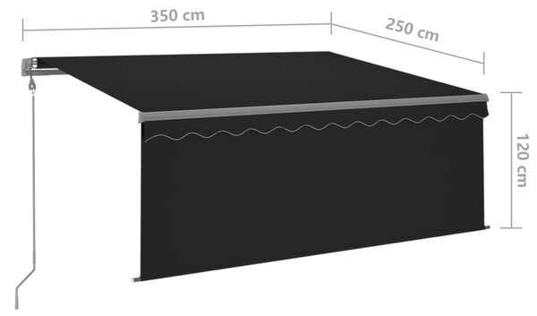 VidaXL Τέντα Συρόμενη Αυτόματη με Σκίαστρο Ανθρακί 3,5 x 2,5 μ