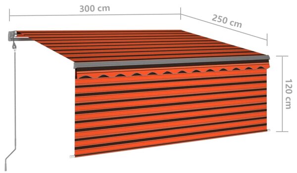 VidaXL Τέντα Συρόμενη Αυτόματη με Σκίαστρο Πορτοκαλί/Καφέ 3 x 2,5 μ