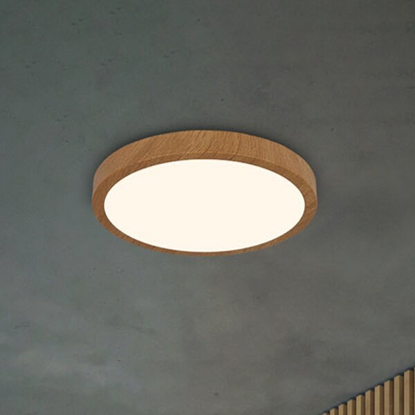 Briloner Φωτιστικό οροφής LED Runa Wood wood look 3,000 K Ø38cm, Ξύλου, Σαλόνι / τραπεζαρία, Μέταλλο