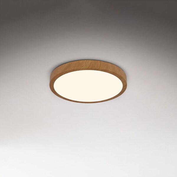 Briloner Φωτιστικό οροφής LED Runa Wood wood look 3,000 K Ø38cm, Ξύλου, Σαλόνι / τραπεζαρία, Μέταλλο