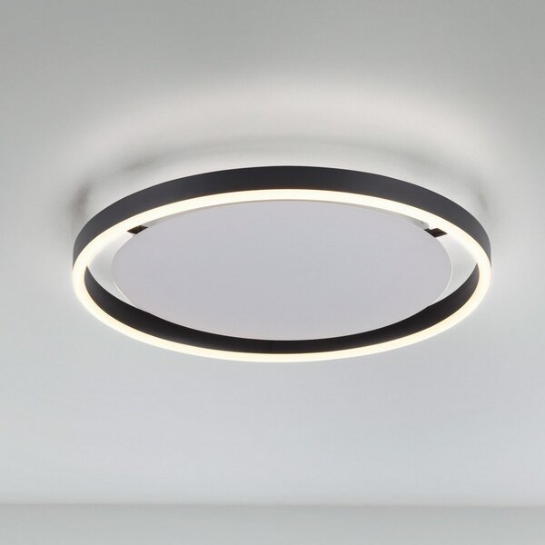JUST LIGHT. GmbH Φωτιστικό οροφής LED Ritus, Ø 39.3cm, ανθρακί, ρυθμιζόμενος, Μαύρο, Σαλόνι / τραπεζαρία, Μέταλλο, σύγχρονο
