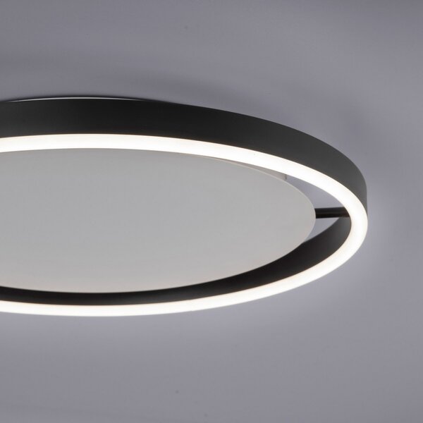 JUST LIGHT. GmbH Φωτιστικό οροφής LED Ritus, Ø 39.3cm, ανθρακί, ρυθμιζόμενος, Μαύρο, Σαλόνι / τραπεζαρία, Μέταλλο, σύγχρονο