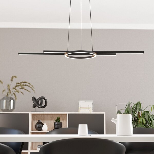 EGLO LED κρεμαστό φως Zillerio-Z μαύρο ZigBee CCT dim, ρυθμιζόμενος, Μαύρο, Σαλόνι / τραπεζαρία, Μέταλλο, σύγχρονο
