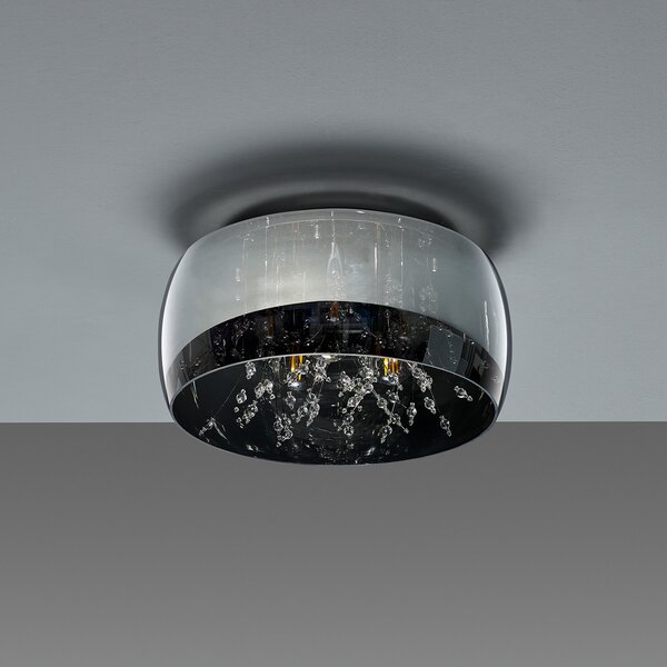 Trio Lighting Φωτιστικό οροφής Crystel από γυαλί, χρώμιο, Ø 34 cm, ρυθμιζόμενος, Μεταλλικό, Σαλόνι / τραπεζαρία, Γυαλί, σύγχρονο
