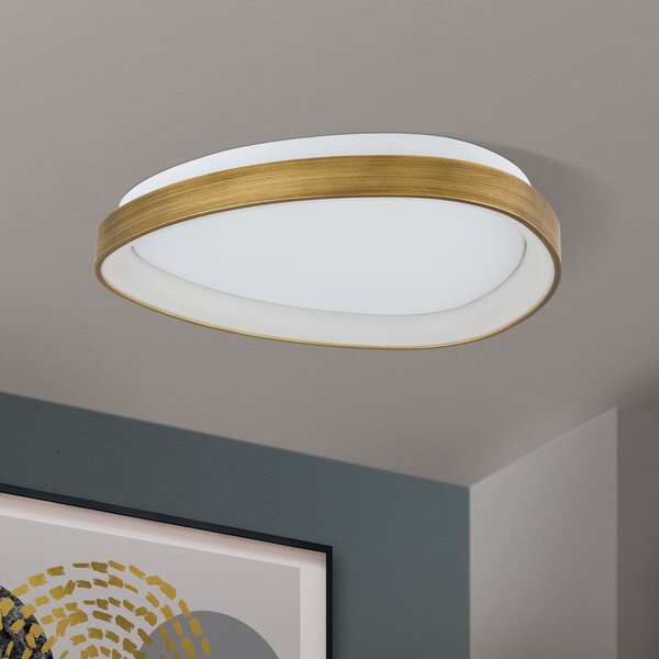 ORION Φωτιστικό οροφής Charlie LED, Ø 45 cm, οπαλ λευκό, χρώμα ορείχαλκου αντίκα, Μπρούτζινο / Αντικέ ορείχαλκου, Σαλόνι / τραπεζαρία, Πλαστικό, σύγχρονο