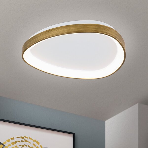 ORION Φωτιστικό οροφής Charlie LED, Ø 45 cm, οπαλ λευκό, χρώμα ορείχαλκου αντίκα, Μπρούτζινο / Αντικέ ορείχαλκου, Σαλόνι / τραπεζαρία, Πλαστικό, σύγχρονο