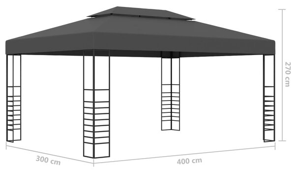 VidaXL Κιόσκι με Φωτάκια LED Ανθρακί 3 x 4 μ