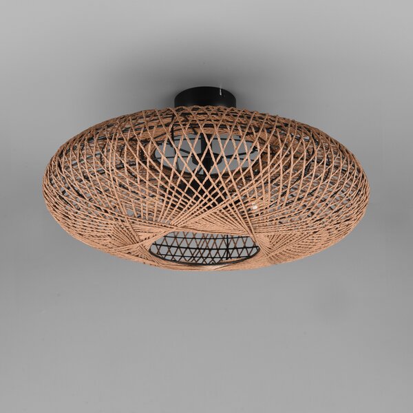 Trio Lighting Φωτιστικό οροφής Hedda από σιζάλ και μέταλλο, ρυθμιζόμενος, Καφέ / Σκουριάς, Σαλόνι / τραπεζαρία, Μέταλλο
