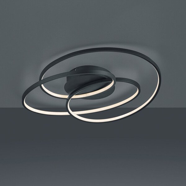 Trio Lighting Φωτιστικό οροφής LED Gale, 60 cm, μαύρο ματ, ρυθμιζόμενος, Μαύρο, Σαλόνι / τραπεζαρία, Μέταλλο, σύγχρονο