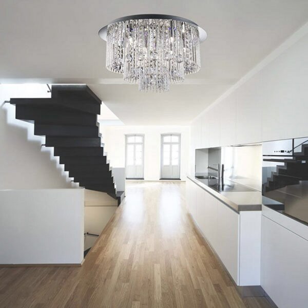 Searchlight Φωτιστικό οροφής Beatrix Crystal με τηλεχειριστήριο, Μεταλλικό, Σαλόνι / τραπεζαρία, Μέταλλο