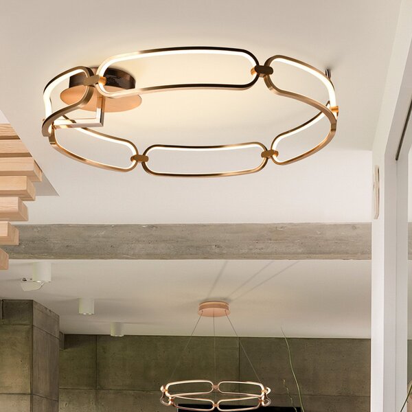 Schuller Valencia Φωτιστικό οροφής Colette LED, έξι φώτα, ροζ χρυσό, Χρυσό / Ορείχαλκου, Σαλόνι / τραπεζαρία, Αλουμίνιο, σύγχρονο