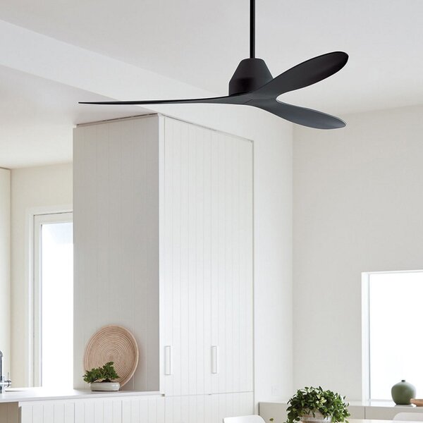 Beacon Lighting Ανεμιστήρας οροφής Whitehaven, μαύρος, αθόρυβος, Ø 142 cm, Μαύρο, Σαλόνι / τραπεζαρία, Πλαστικό, σύγχρονο