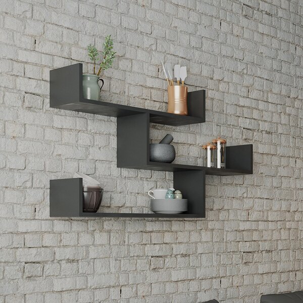 Ραφιέρα Τοίχου 3 Θέσεων (120x22x67) A-G Tibet 855DTE1649 Anthracite
