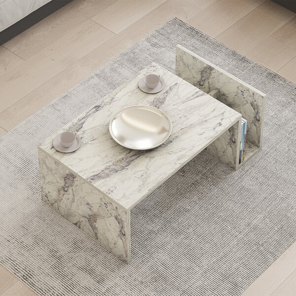 Τραπέζι Σαλονιού Με Ράφια (87x32.4x50) A-G Memo 495SSE2114 Freesia Marble