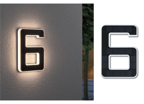 Paulmann LED ηλιακό σπίτι νούμερο 6, Μαύρο, Πλαστικό, σύγχρονο