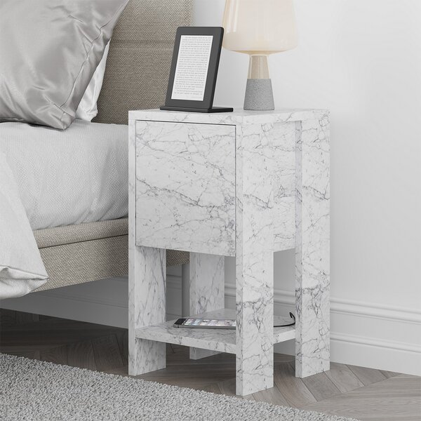 Κομοδίνο Με Ντουλάπι & Ράφι (30x30x55) A-G Ema 776HMS3439 Marble