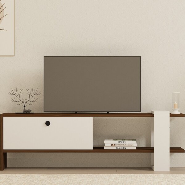 Έπιπλο Τηλεόρασης (120x25x36.8) A-G Gaye 835PUQ3025 Walnut/White