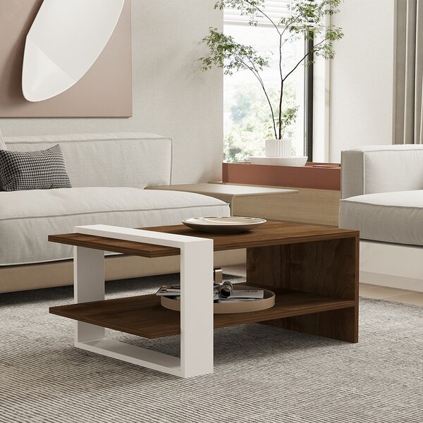 Τραπέζι Σαλονιού Με Ράφι (80x50x35) A-G Gaye 835PUQ2816 Walnut/White