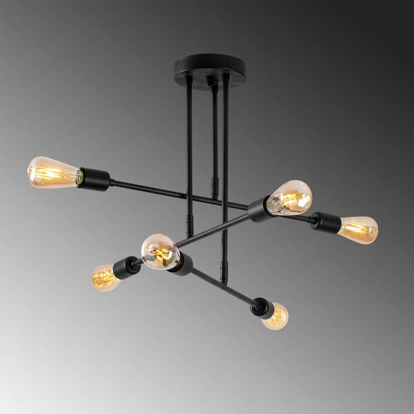 Φωτιστικό Οροφής Πολύφωτο A-G Flower 521SHN3432 Black