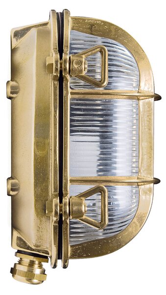Moretti Luce Εξωτερικό φωτιστικό τοίχου Tortuga οβάλ 17cm ορείχαλκο φυσικό/καθαρό, ρυθμιζόμενος, Χρυσό / Ορείχαλκου, Μέταλλο, Θαλάσσιος
