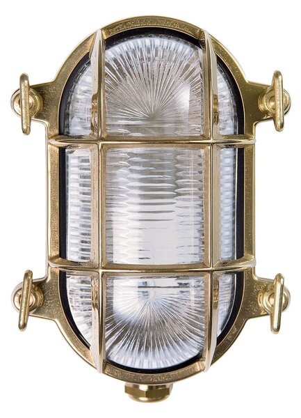 Moretti Luce Εξωτερικό φωτιστικό τοίχου Tortuga οβάλ 17cm ορείχαλκο φυσικό/καθαρό, ρυθμιζόμενος, Χρυσό / Ορείχαλκου, Μέταλλο, Θαλάσσιος