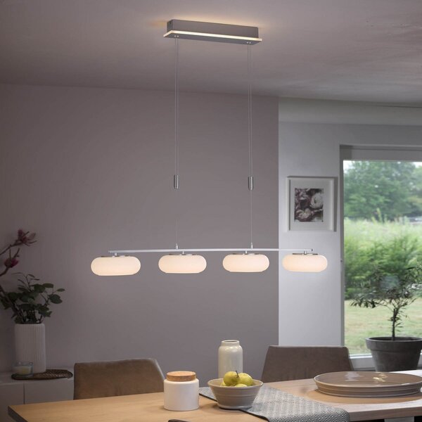 Q-Smart-Home Paul Neuhaus Q-ETIENNE LED κρεμαστό φωτιστικό, 4-φωτο, ρυθμιζόμενος, Γκρι, Σαλόνι / τραπεζαρία, Μέταλλο, σύγχρονο