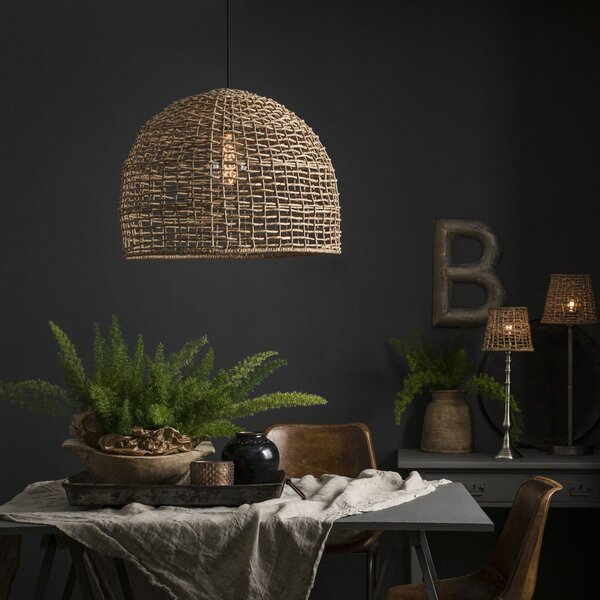PR Home Κρεμαστή λάμπα Cebu, Ø 46 cm, αμπαζούρ Lampakanay, IP20, ρυθμιζόμενος, Ξύλου, Σαλόνι / τραπεζαρία, Ξύλο, Εξοχική κατοικία / Ρουστίκ