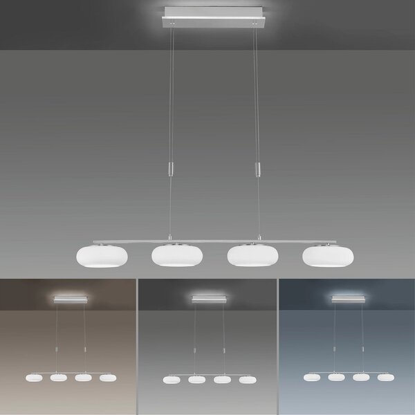 Q-Smart-Home Paul Neuhaus Q-ETIENNE LED κρεμαστό φωτιστικό, 4-φωτο, ρυθμιζόμενος, Γκρι, Σαλόνι / τραπεζαρία, Μέταλλο, σύγχρονο