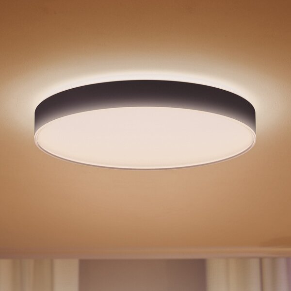 Philips Hue Φωτιστικό οροφής Enrave LED 55.1cm μαύρο, ρυθμιζόμενος, Μαύρο, Σαλόνι / τραπεζαρία, Μέταλλο, σύγχρονο