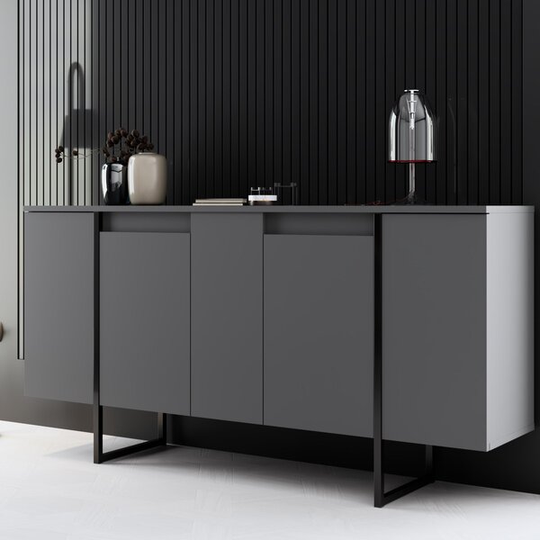 Μπουφές (160x35x80) A-G Luxe 618BLY1175 Anthracite/Black