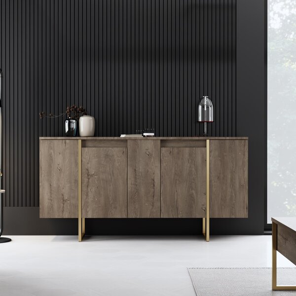 Μπουφές (160x35x80) A-G Luxe 618BLY1180 Walnut/Gold