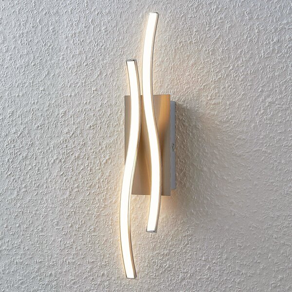 Lindby LED φωτιστικό τοίχου Safia, 45 cm, νίκελ, μέταλλο, Μεταλλικό, Σαλόνι / τραπεζαρία, Αλουμίνιο, σύγχρονο