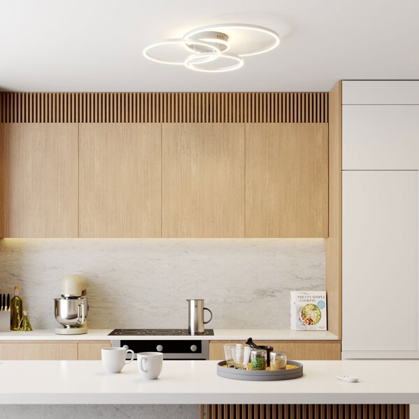 Lindby Smart LED φωτιστικό οροφής Tula, τηλεχειριστήριο, Tuya CCT, ρυθμιζόμενος, Μεταλλικό, Σαλόνι / τραπεζαρία, Μέταλλο, σύγχρονο