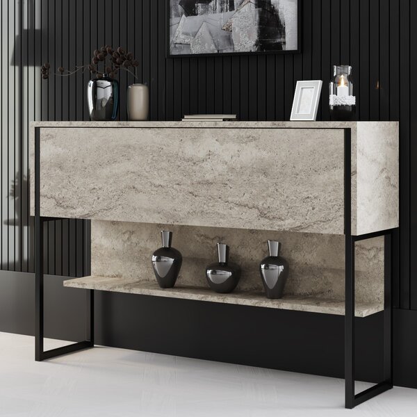 Κονσόλα Εισόδου (120x30x80) A-G Luxe 618BLY1410 Travertine/Black