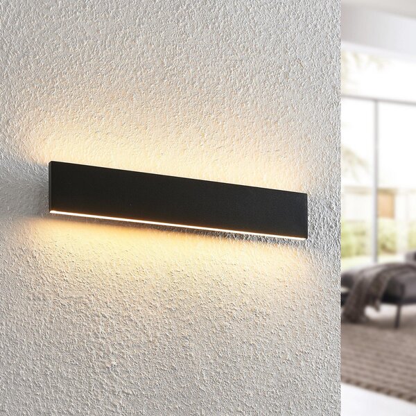 Lindby LED φωτιστικό τοίχου Ignazia, 47cm, μαύρο, μεταλλικό, πάνω/κάτω, ρυθμιζόμενος, Μαύρο, Σαλόνι / τραπεζαρία, Μέταλλο, σύγχρονο