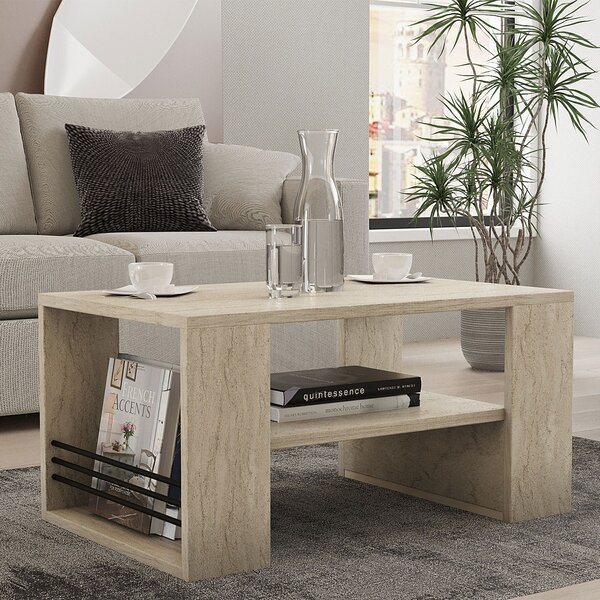 Τραπέζι Σαλονιού Με 3 Ράφια (80x50x40) A-G Iris 495SSE2113 Marble