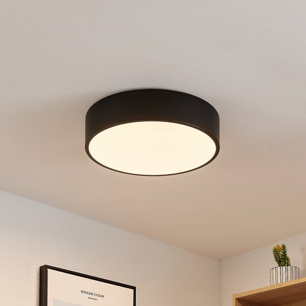 Lindby LED φωτιστικό οροφής Simera, Ø 30 cm, μαύρο, λευκό, ρυθμιζόμενος, Μαύρο, Σαλόνι / τραπεζαρία, Πλαστικό, σύγχρονο