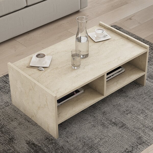 Τραπέζι Σαλονιού Με 2 Ράφια (90x50x35) A-G Pera 835PUQ6352 Travertine
