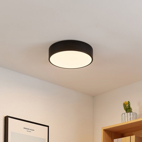 Lindby LED φωτιστικό οροφής Simera, Ø 30 cm, μαύρο, λευκό, ρυθμιζόμενος, Μαύρο, Σαλόνι / τραπεζαρία, Πλαστικό, σύγχρονο