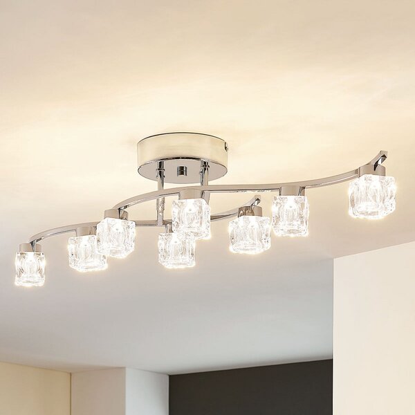 Lindby LED φωτιστικό οροφής Yaro, 8-φωτο, χρώμιο, με δυνατότητα ρύθμισης, ρυθμιζόμενος, Μεταλλικό, Σαλόνι / τραπεζαρία, Μέταλλο, σύγχρονο