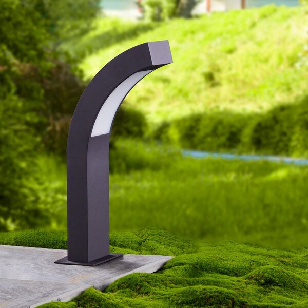 Lucande LED φωτιστικό βάθρο Lennik, 40 cm, ανθρακί, μέταλλο, Μαύρο, Αλουμίνιο, σύγχρονο