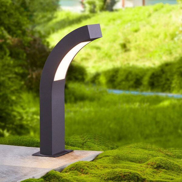 Lucande LED φωτιστικό βάθρο Lennik, 40 cm, ανθρακί, μέταλλο, Μαύρο, Αλουμίνιο, σύγχρονο