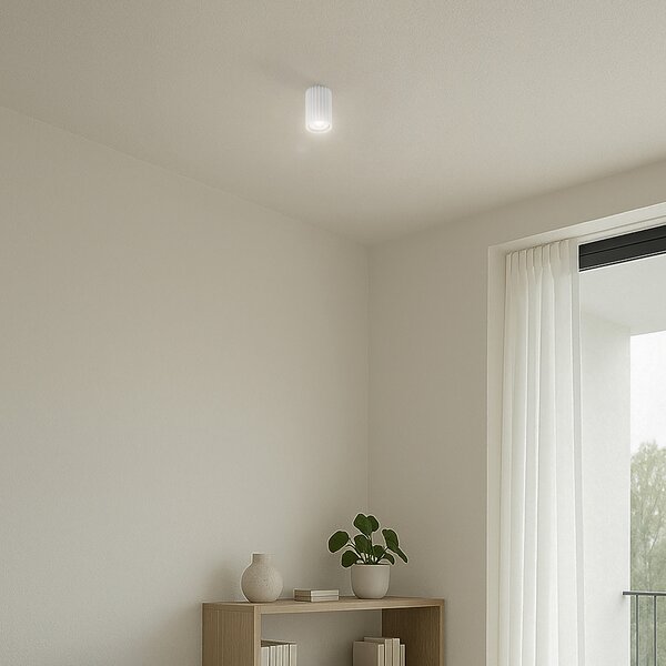 SOLLUX LIGHTING Φωτιστικό οροφής Carbon, λευκό, ύψος 10 cm, αλουμίνιο, ρυθμιζόμενος, Λευκό, Σαλόνι / τραπεζαρία, Αλουμίνιο, σύγχρονο