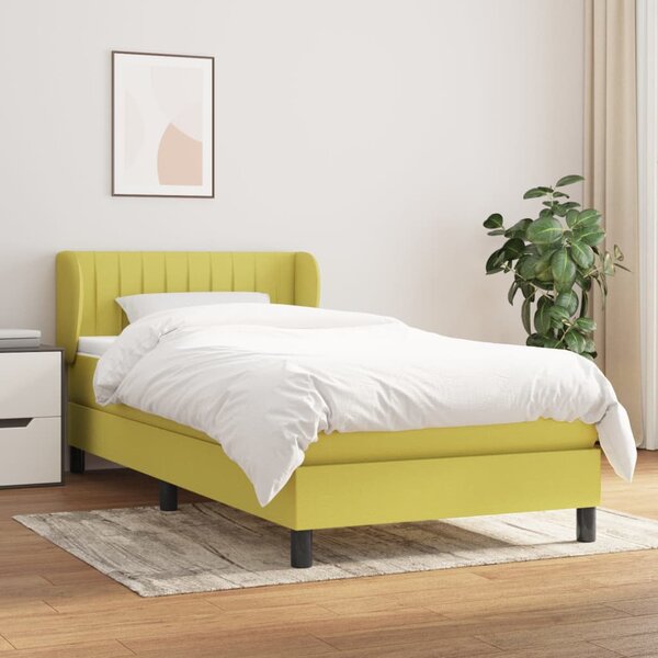 VidaXL Κρεβάτι Boxspring με Στρώμα Πράσινο 100 x 200 εκ. Υφασμάτινο